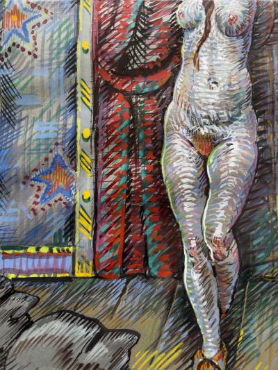 Seymour Rosofsky Nude Native American Indian Girl on Burlesque Stage