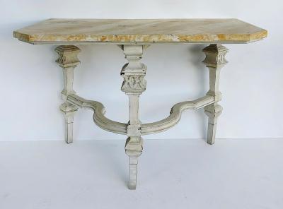 Shabby Chic Antique Wood Console Tables Faux Marble Painted Tops a Pair