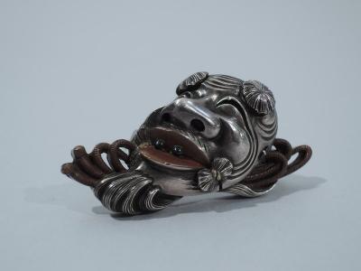 Shakudo Face Brooch Japanese C 1880
