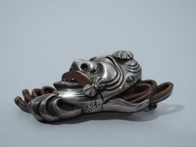 Shakudo Face Brooch Japanese C 1880