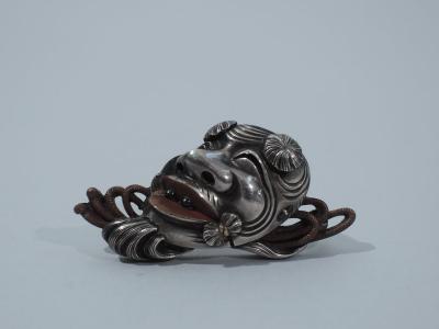 Shakudo Face Brooch Japanese C 1880