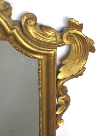 Shapely Italian rococo style carved giltwood mirror with openwork rocaille crest
