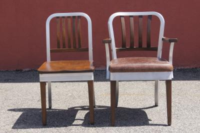 Shaw Walker Pair of Aluminum and Maple Chairs by Shaw Walker