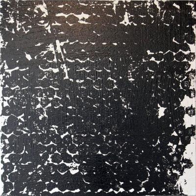 Sheila White Square 1 Black and White Painting on Canvas 2016