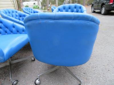 Shelby Williams Wonderful Set 6 Ward Bennett Style Rolling Swivel Chairs Tufted Midcentury
