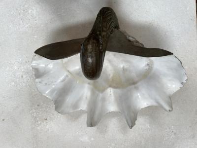 Shell and Silvered Brass Duck Shaped Trinket Bowl Italy circa 1970