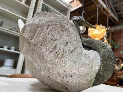 Shell and Silvered Brass Duck Shaped Trinket Bowl Italy circa 1970