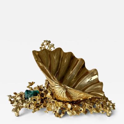 Shell centerpiece sculpture of gilded bronze Attrb Claude Victor Boeltz