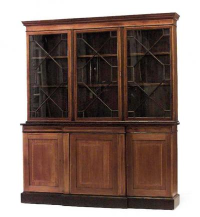 Sheraton Mahogany and Satinwood Breakfront Cabinet