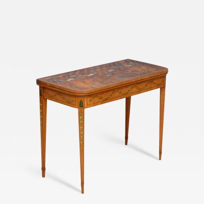 Sheraton Perion Painted Card Table in Satinwood