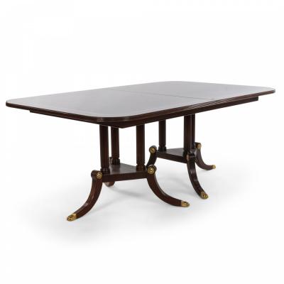 Sheraton Style Mahogany Dining Table with Inlay and Paw Feet