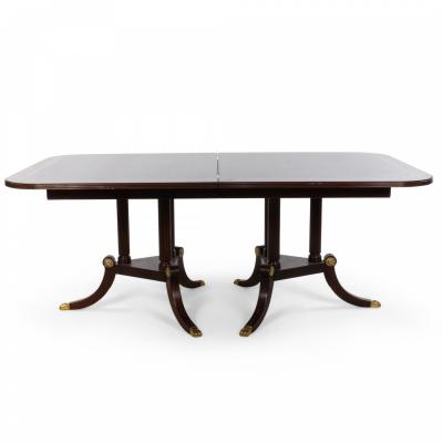 Sheraton Style Mahogany Dining Table with Inlay and Paw Feet