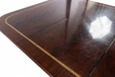 Sheraton Style Mahogany Dining Table with Inlay and Paw Feet
