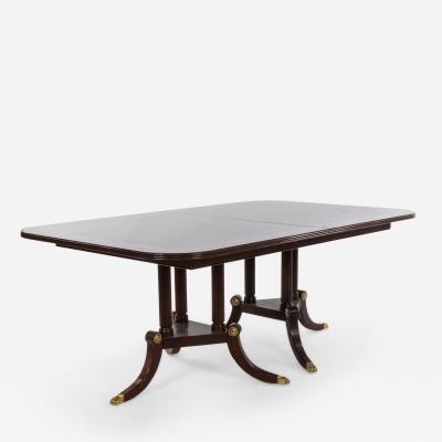 Sheraton Style Mahogany Dining Table with Inlay and Paw Feet