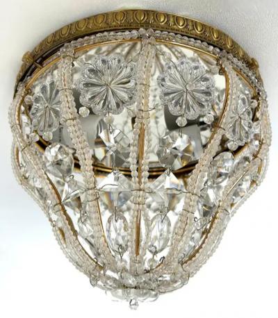 Sherle Wagner International Sherle Wagner Flush Mount Crystal Beaded Lighting Fixture