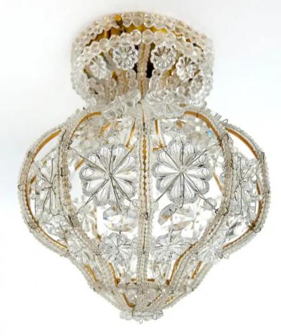Sherle Wagner International Sherle Wagner Luninaire Flush Mount Crystal Beaded Light Fixture