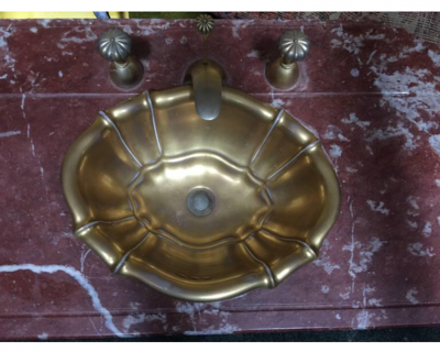 Sherle Wagner International Sherle Wagner Rouge Marble Powder Room Sink Top