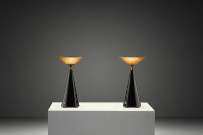 Shigeaki Asahara Pair of Ziggurat Table Lamps by Shigeaki Asahara for Stilnovo Italy 1980s