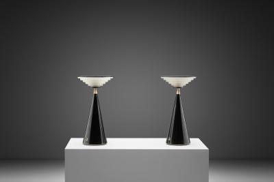 Shigeaki Asahara Pair of Ziggurat Table Lamps by Shigeaki Asahara for Stilnovo Italy 1980s