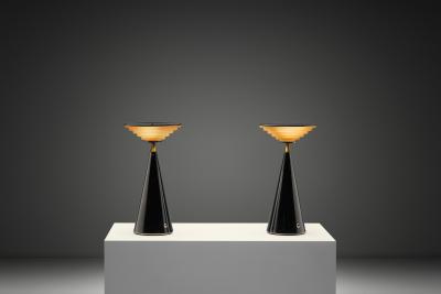 Shigeaki Asahara Pair of Ziggurat Table Lamps by Shigeaki Asahara for Stilnovo Italy 1980s