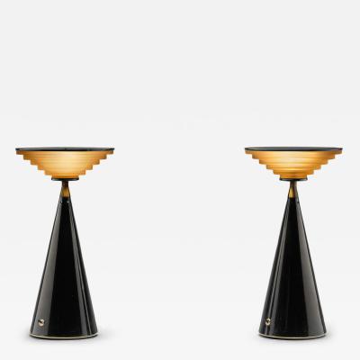 Shigeaki Asahara Pair of Ziggurat Table Lamps by Shigeaki Asahara for Stilnovo Italy 1980s