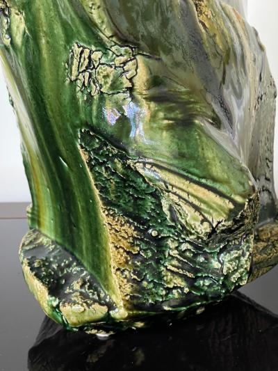 Shigemasa Higashida Large Japanese Ceramic Oribe Sculptural Vessel by Shigemasa Higashida