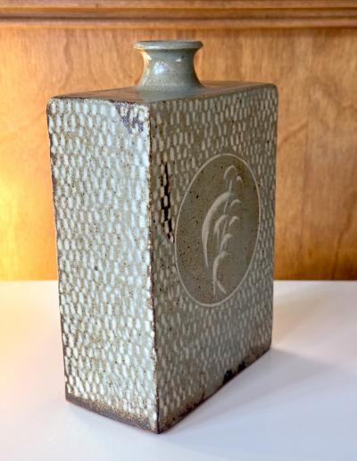 Shimaoka Tatsuzo Japanese Ceramic Jar with Inlay Design Tatsuzo Shimaoka with Tomobako