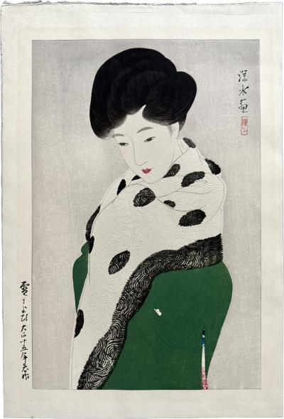 Shinsui Ito Japanese Large Woodblock Print It Looks Like Snow by Ito Shinsui