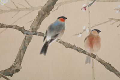 Shirayama Shunp Blooming Plum Trees and Birds ca 1915