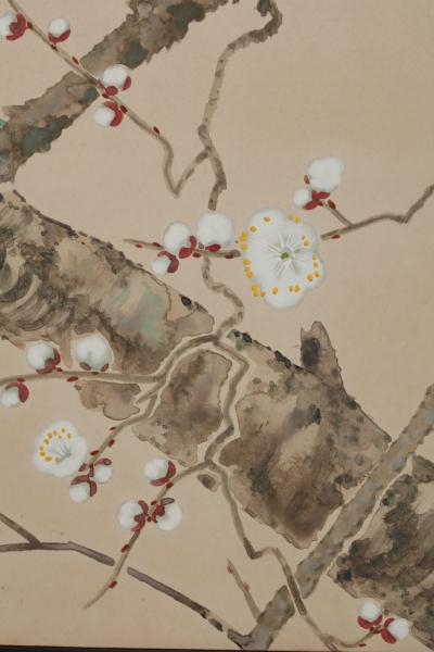 Shirayama Shunp Blooming Plum Trees and Birds ca 1915