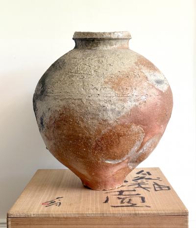 Shiro Tsujimura Large Japanese Contemporary Shigaraki Tsubo with Tomobako by Shiro Tsujimura