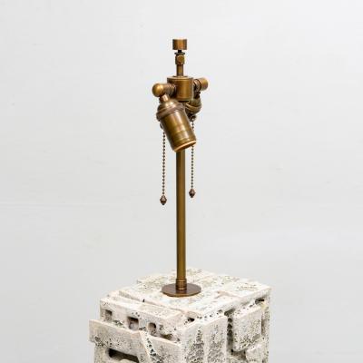 Shizue Imai Pair of Bespoke Rectangular Sculptural Ceramic White Glazed Table Lamps