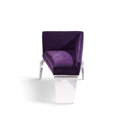 Shlomi Haziza Haziza Mid Century Lucite and Upholstered Sculptural Chaise Lounge Settee