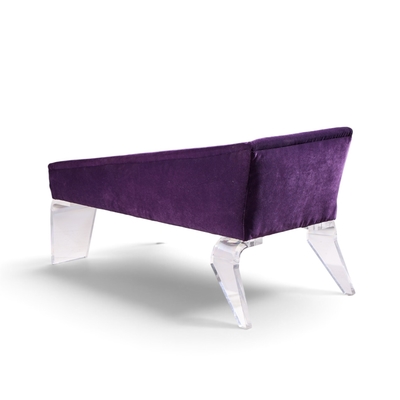 Shlomi Haziza Haziza Mid Century Lucite and Upholstered Sculptural Chaise Lounge Settee