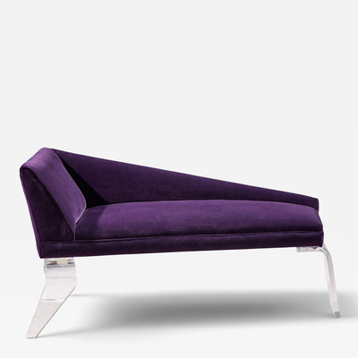 Shlomi Haziza Haziza Mid Century Lucite and Upholstered Sculptural Chaise Lounge Settee
