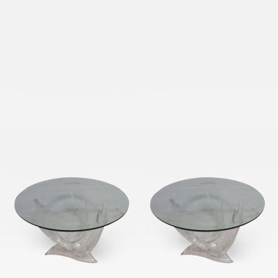 Shlomi Haziza Pair of Signed Haziza Lucite and Glass Tables