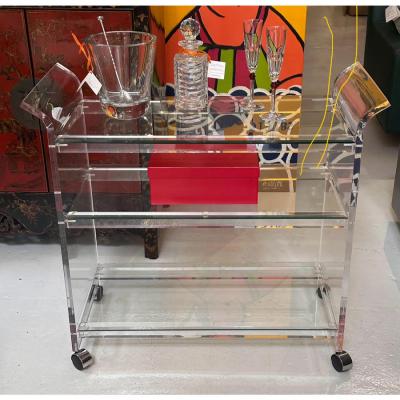 Shlomi Haziza Shlomi Haziza Modern Designer Lucite Acrylic Cocktail Bar Cart