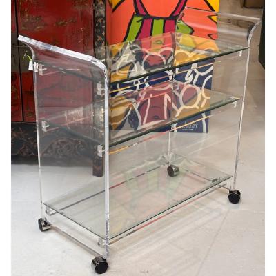 Shlomi Haziza Shlomi Haziza Modern Designer Lucite Acrylic Cocktail Bar Cart