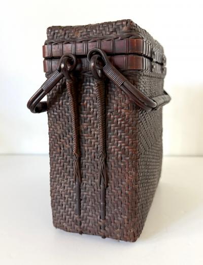 Shokosai I Hayakawa Rare Japanese Handled Bamboo Basket for Chado Hayakawa Shokosai I Tomobako