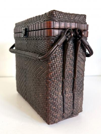 Shokosai I Hayakawa Rare Japanese Handled Bamboo Basket for Chado Hayakawa Shokosai I Tomobako