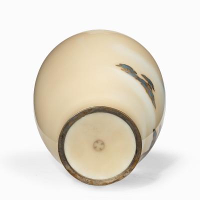 Showa period rich cream ground musen cloisonne enamel vase by Ando