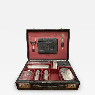 Shreve Co Shreve Co Sterling Silver Vanity Travel Dresser Set in Leather Case