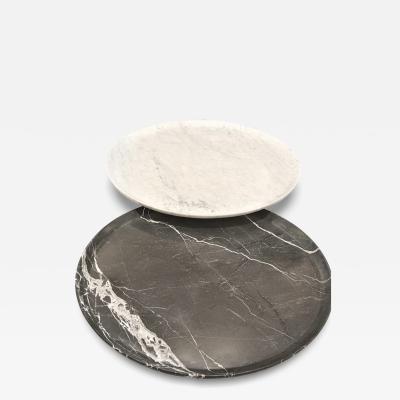 Side Tables Tray in Carrara and Marquina Marble
