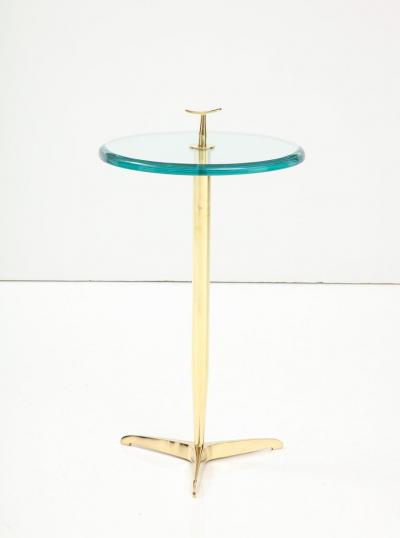 Side or Martini Tripod Table with Beveled Glass and Brass Italy
