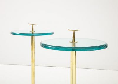 Side or Martini Tripod Table with Beveled Glass and Brass Italy