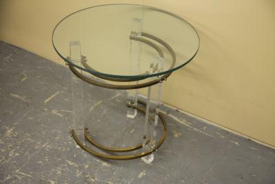 Side table in lucite and brass by Charles Hollis Jones