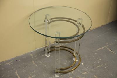Side table in lucite and brass by Charles Hollis Jones