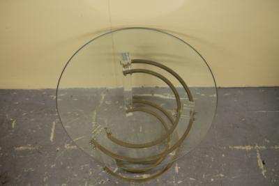 Side table in lucite and brass by Charles Hollis Jones