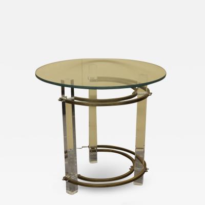 Side table in lucite and brass by Charles Hollis Jones