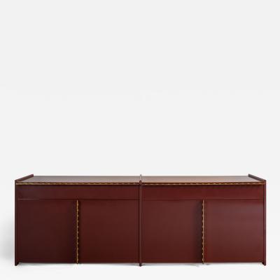 Sideboard in lacquered wood and brass details Italy late 1980s